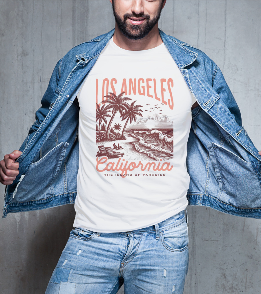 Los Angeles California The Island Of Paradise Vintage Beach T-Shirt