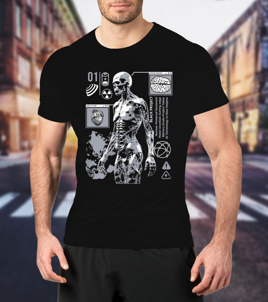 Black Project Nuclear Robust Humanoid Quantum Analysis T-Shirt