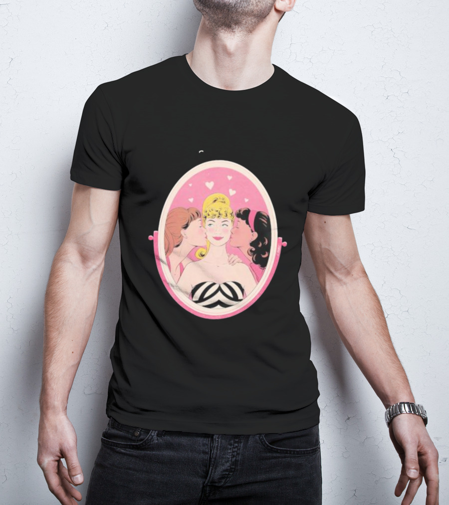 This Barbie Likes Girls Retro Pink Mirror Heart Motif T-Shirt