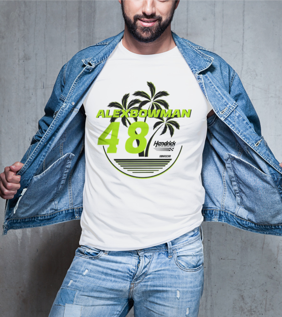 Alex Bowman 48 Hendrick Motorsports NASCAR Palm Trees Beach T-Shirt