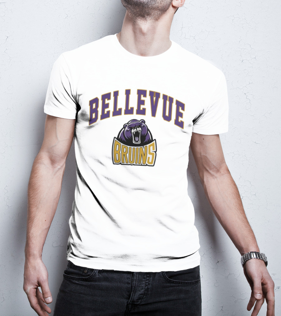 Bellevue University Bruins Roaring Bear Purple And Gold T-Shirt
