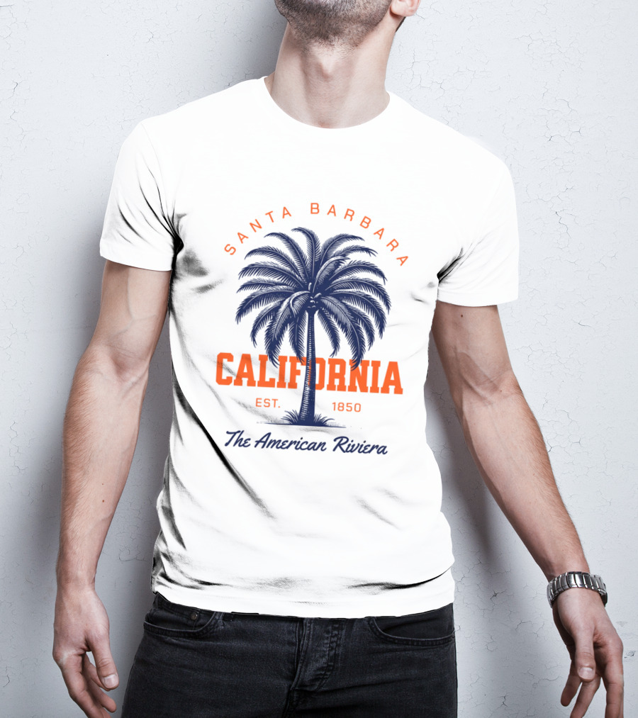 Santa Barbara California EST 1850 The American Riviera Palm Tree T-Shirt