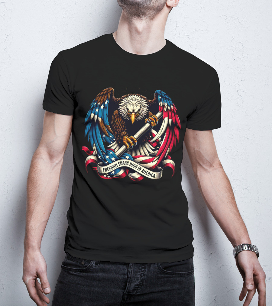 Strength In Unity Freedom Soars High In America Bald Eagle Flag T-Shirt