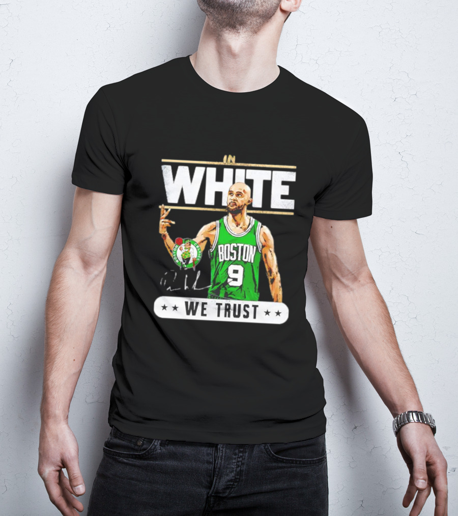 In White Boston Number 9 We Trust T-Shirt
