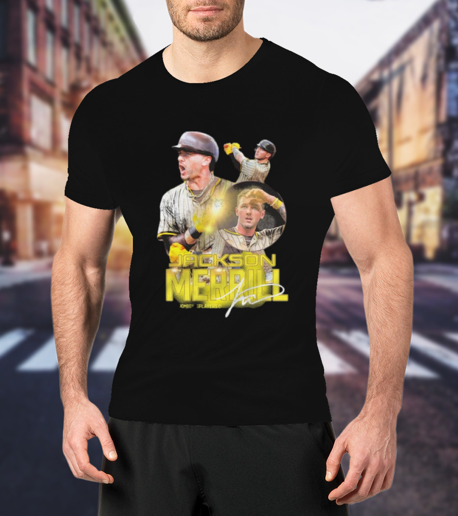 Jackson Merrill San Diego Padres Player Signature Baseball T-Shirt