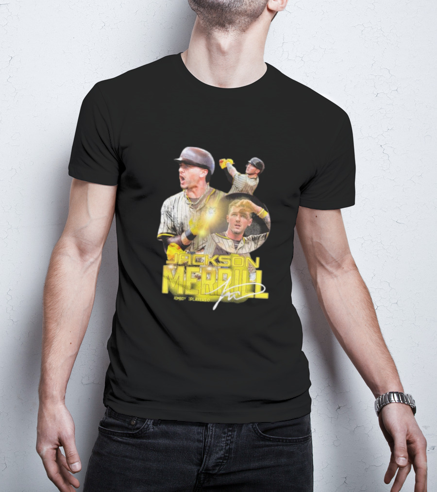 Jackson Merrill San Diego Padres Player Signature Baseball T-Shirt