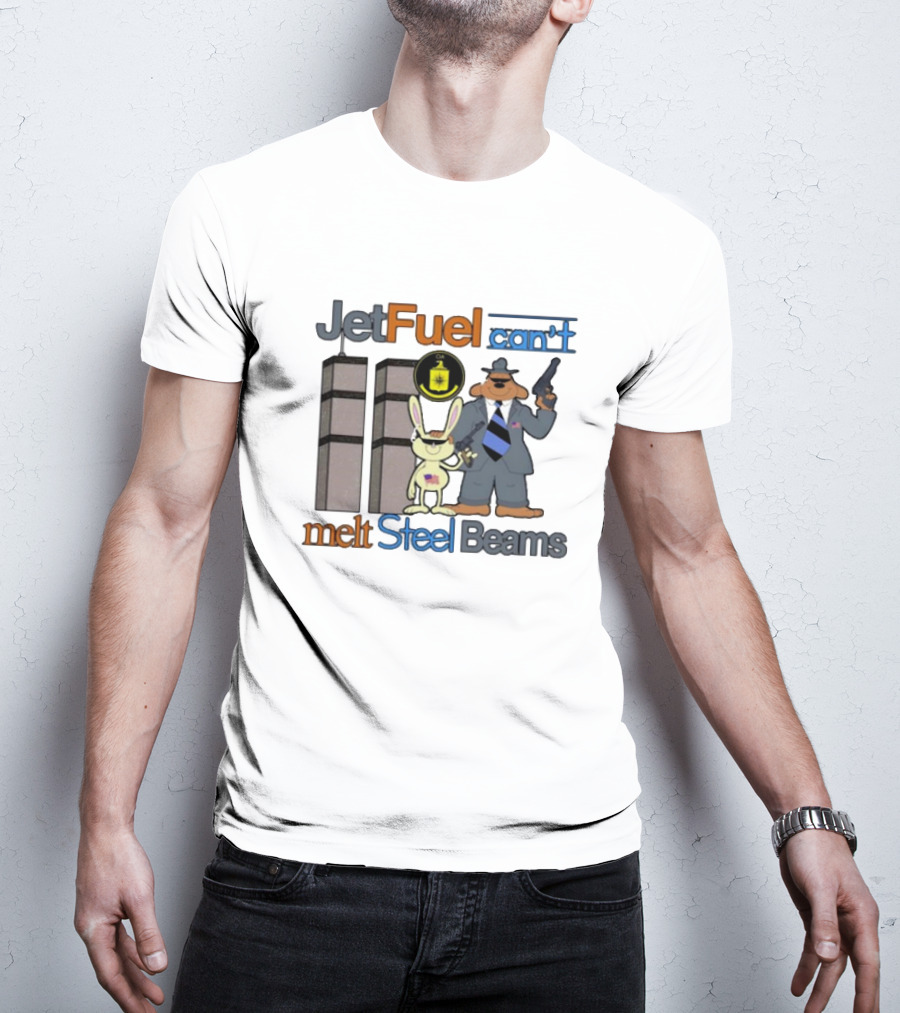 Jetfuel Can't Melt Steel Beams Sam And Max Twin Towers Gun And Rabbit T-Shirt