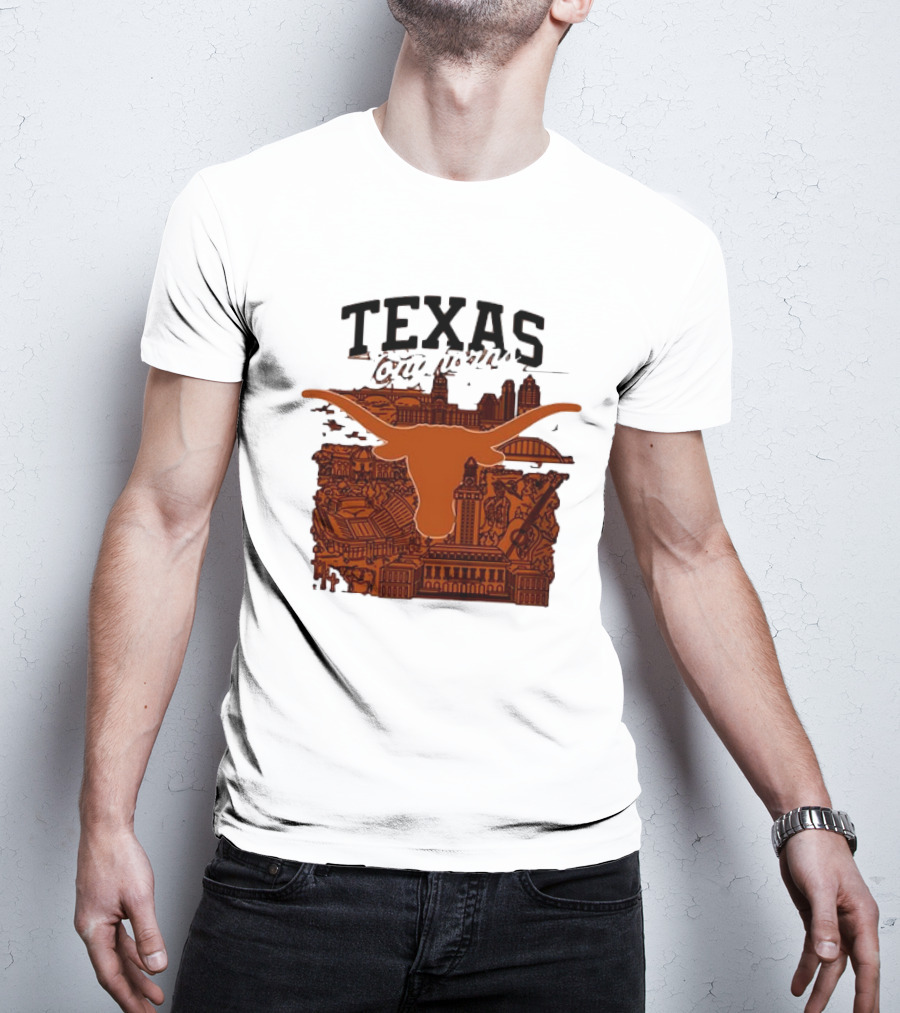 Texas Longhorns Burnt Orange City Skyline T-Shirt