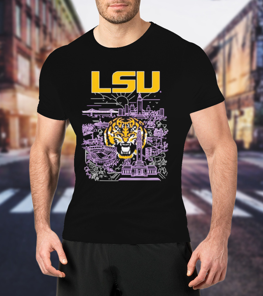 LSU Tigers City Skyline Baton Rouge Tiger T-Shirt
