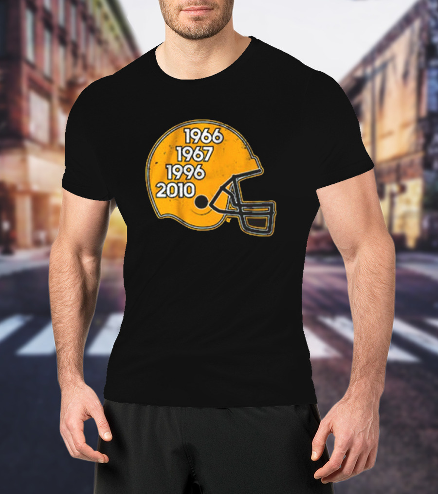 Green Bay Glory Years Helmet 1966 1967 1996 2010 Football T-Shirt