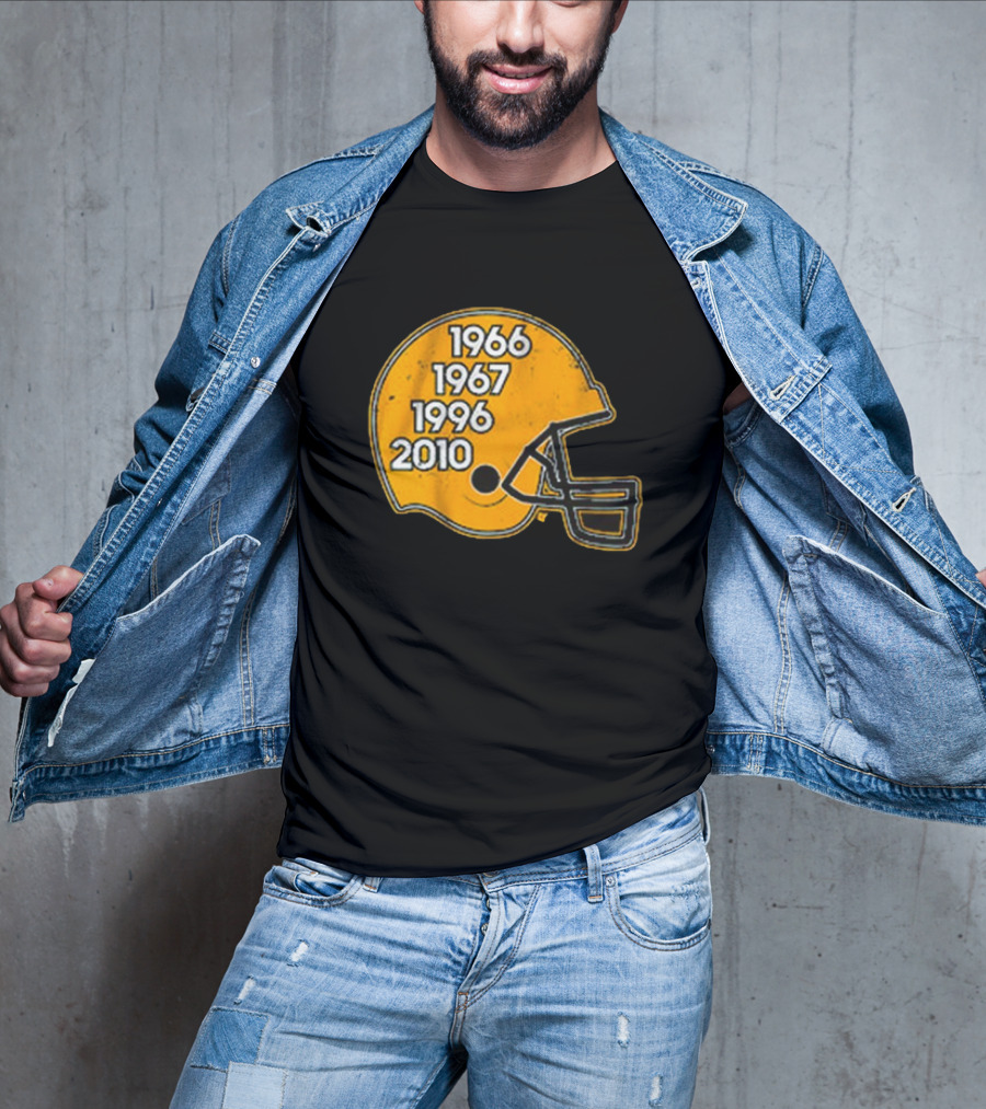 Green Bay Glory Years Helmet 1966 1967 1996 2010 Football T-Shirt