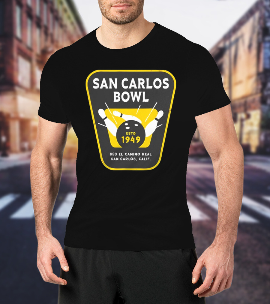 San Carlos Bowl 1949 Vintage Bowling Alley San Carlos Calif 850 El Camino Real T-Shirt