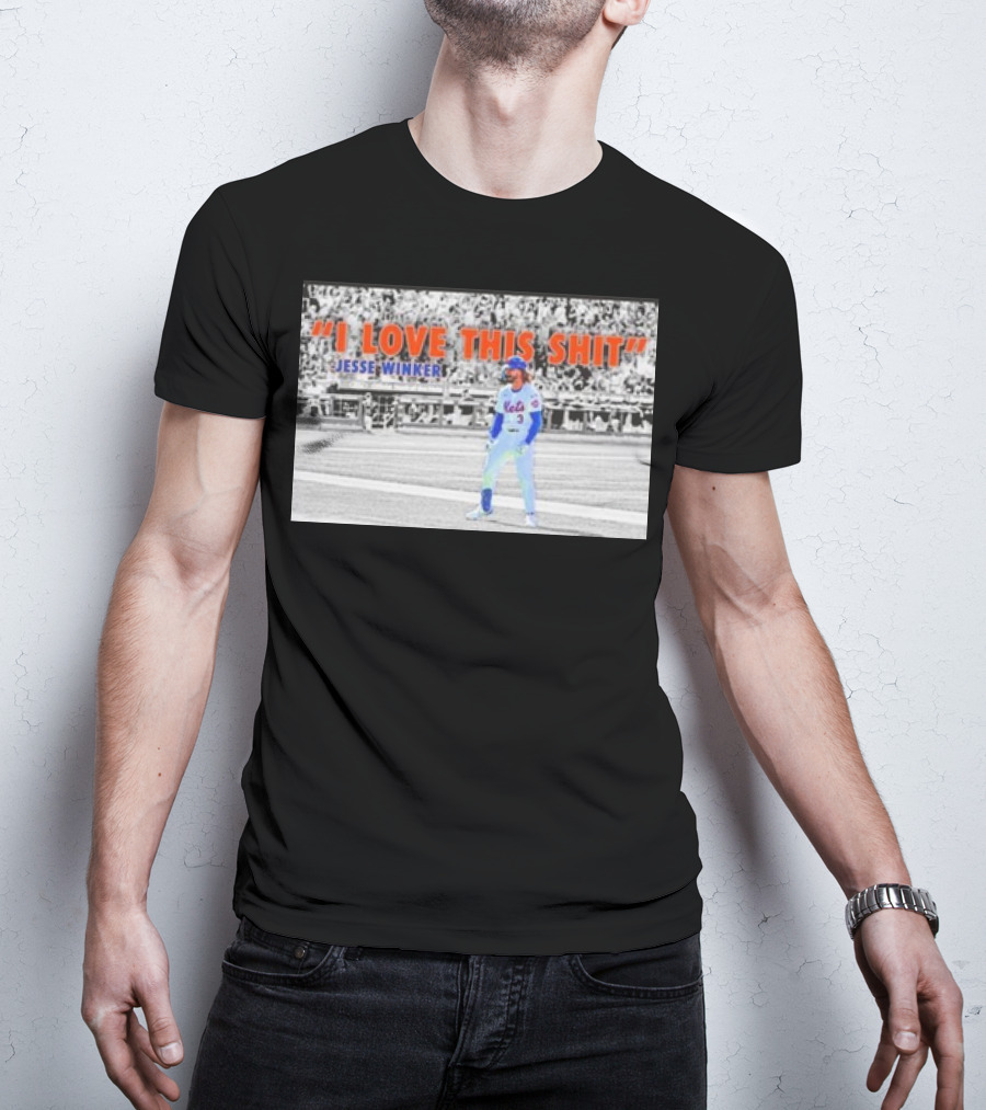 Jesse Winker New York Mets I Love This Shit Stadium Background T-Shirt