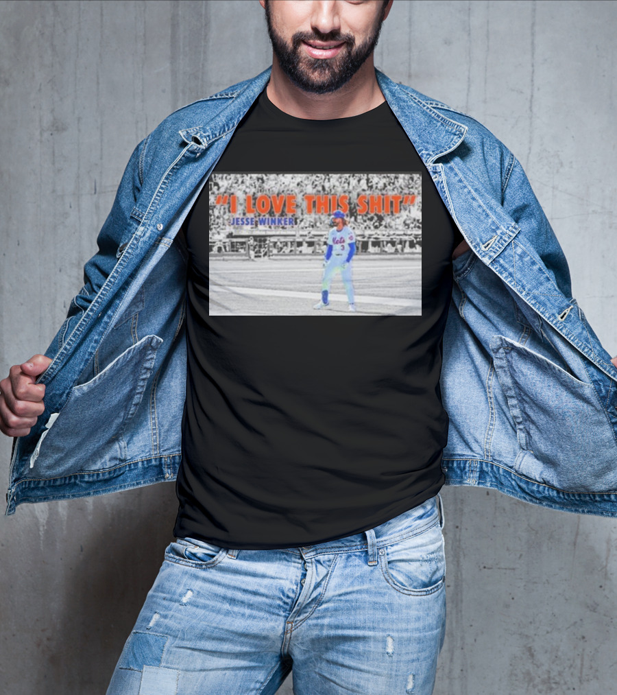 Jesse Winker New York Mets I Love This Shit Stadium Background T-Shirt