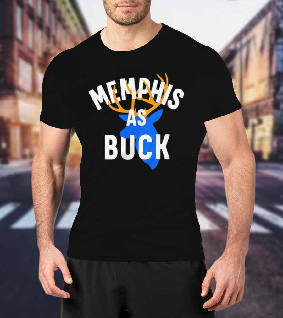 Memphis As Buck Blue Deer Head With Antlers T-Shirt