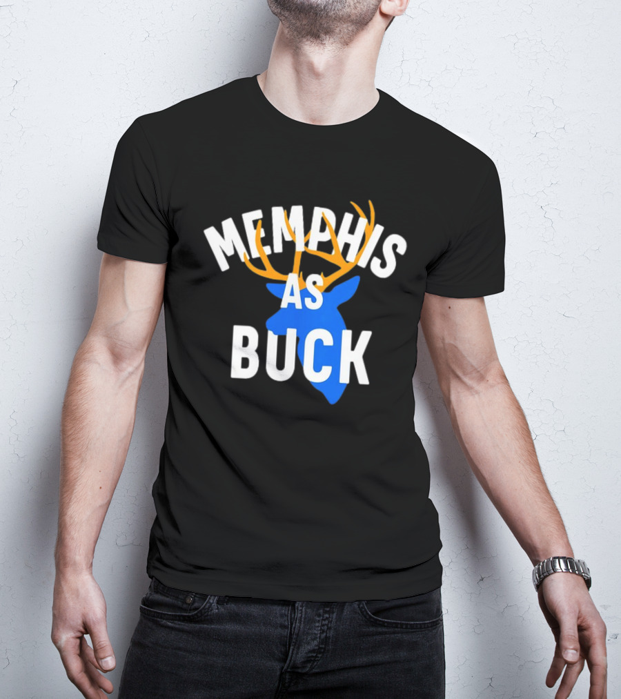 Memphis As Buck Blue Deer Head With Antlers T-Shirt