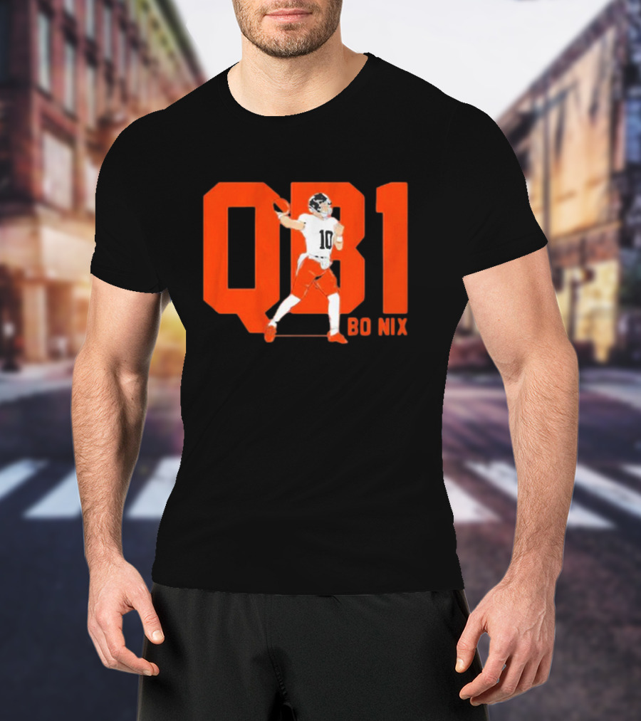 Denver Broncos QB1 Bo Nix Football Quarterback T-Shirt