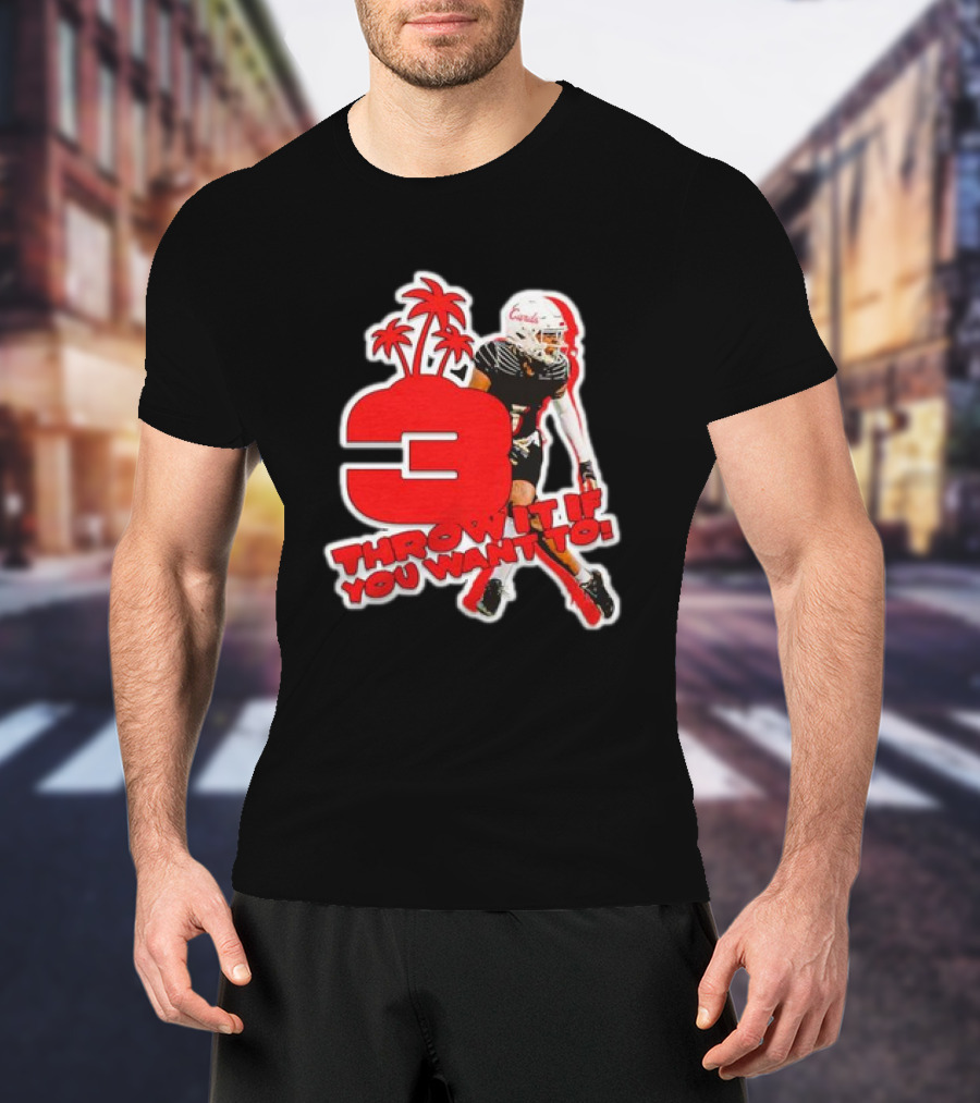 Quincy Riley Number 3 Football Throw It If You Want To Palm Trees T-Shirt