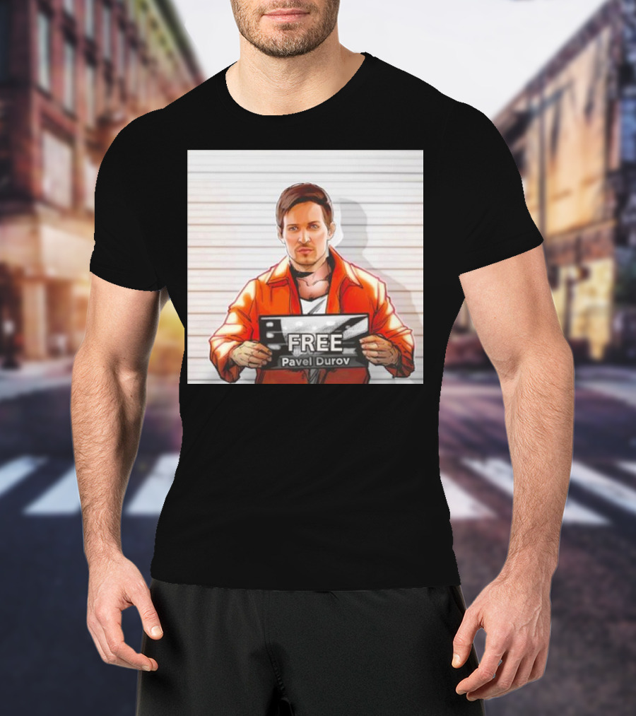 Free Pavel Durov Mugshot Cartoon T-Shirt