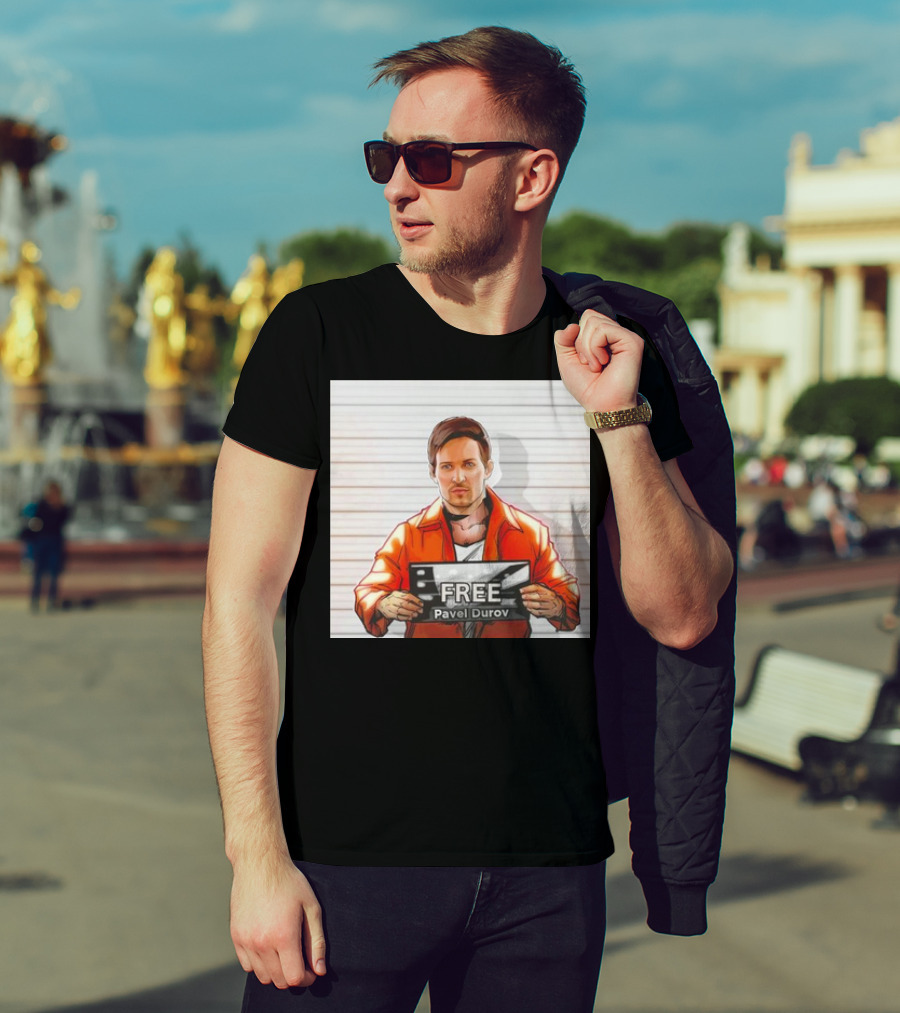 Free Pavel Durov Mugshot Cartoon T-Shirt