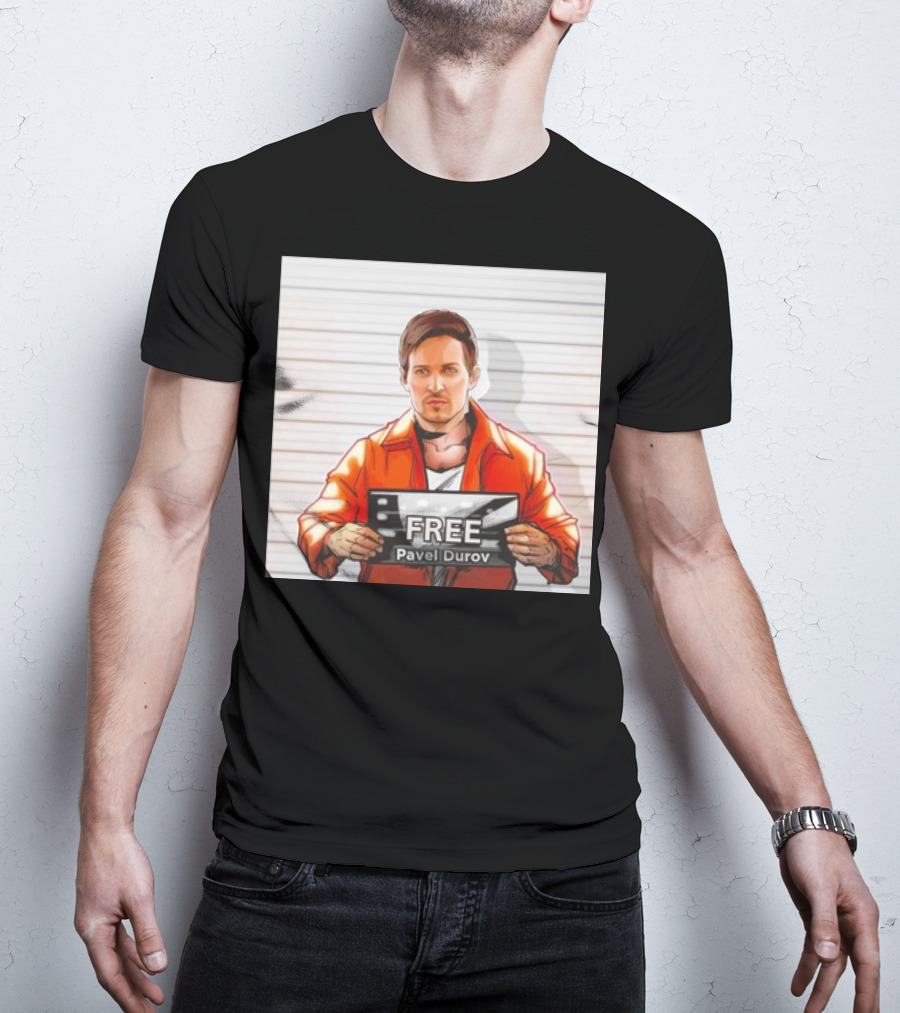 Free Pavel Durov Mugshot Cartoon T-Shirt