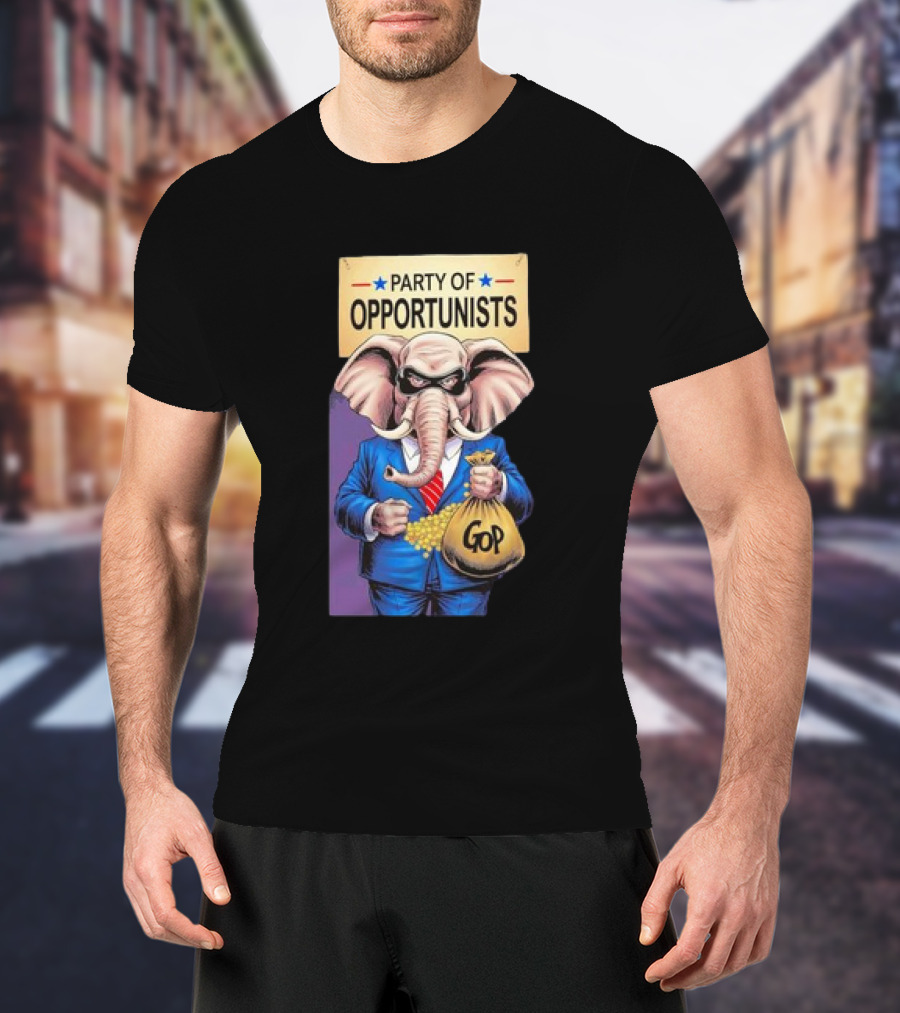 Party Of Opportunists GOP Elephant With Money Bag T-Shirt
