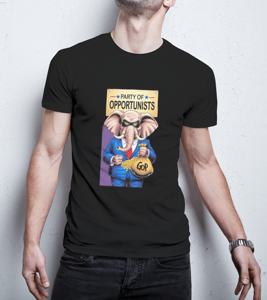 Party Of Opportunists GOP Elephant With Money Bag T-Shirt