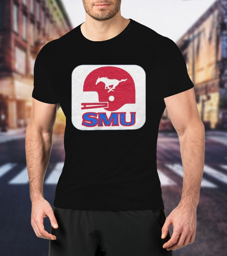 SMU Mustangs Football Red Helmet T-Shirt