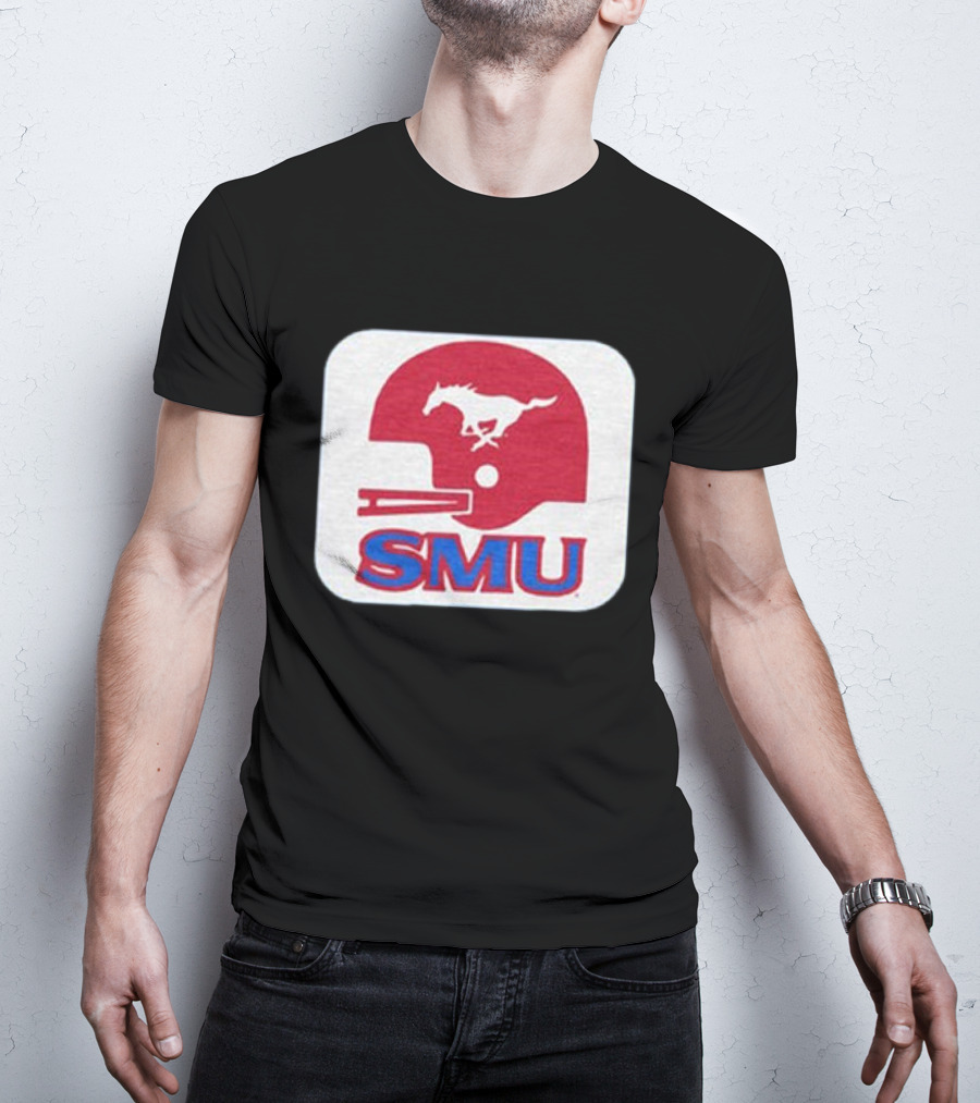 SMU Mustangs Football Red Helmet T-Shirt