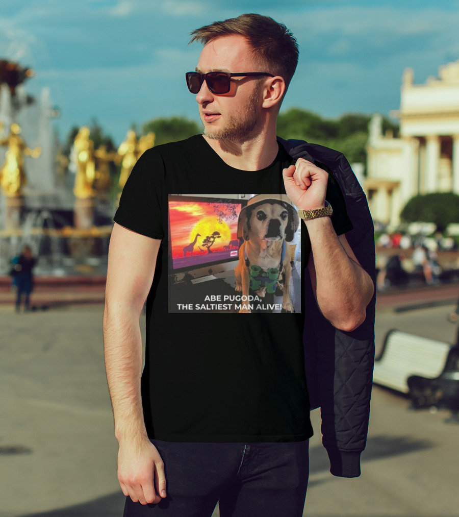 Abe Pugoda The Saltiest Man Alive Funny Pug Safari Adventure T-Shirt