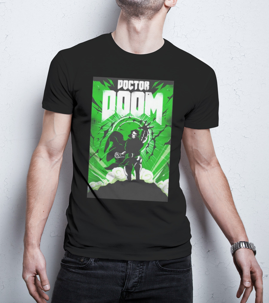 Doctor Doom Doomsday Green Energy Burst Comic Style Villain Power Stance T-Shirt