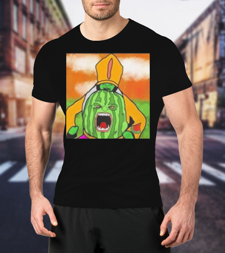 Angry Watermelon Priest In Colorful Robes T-Shirt