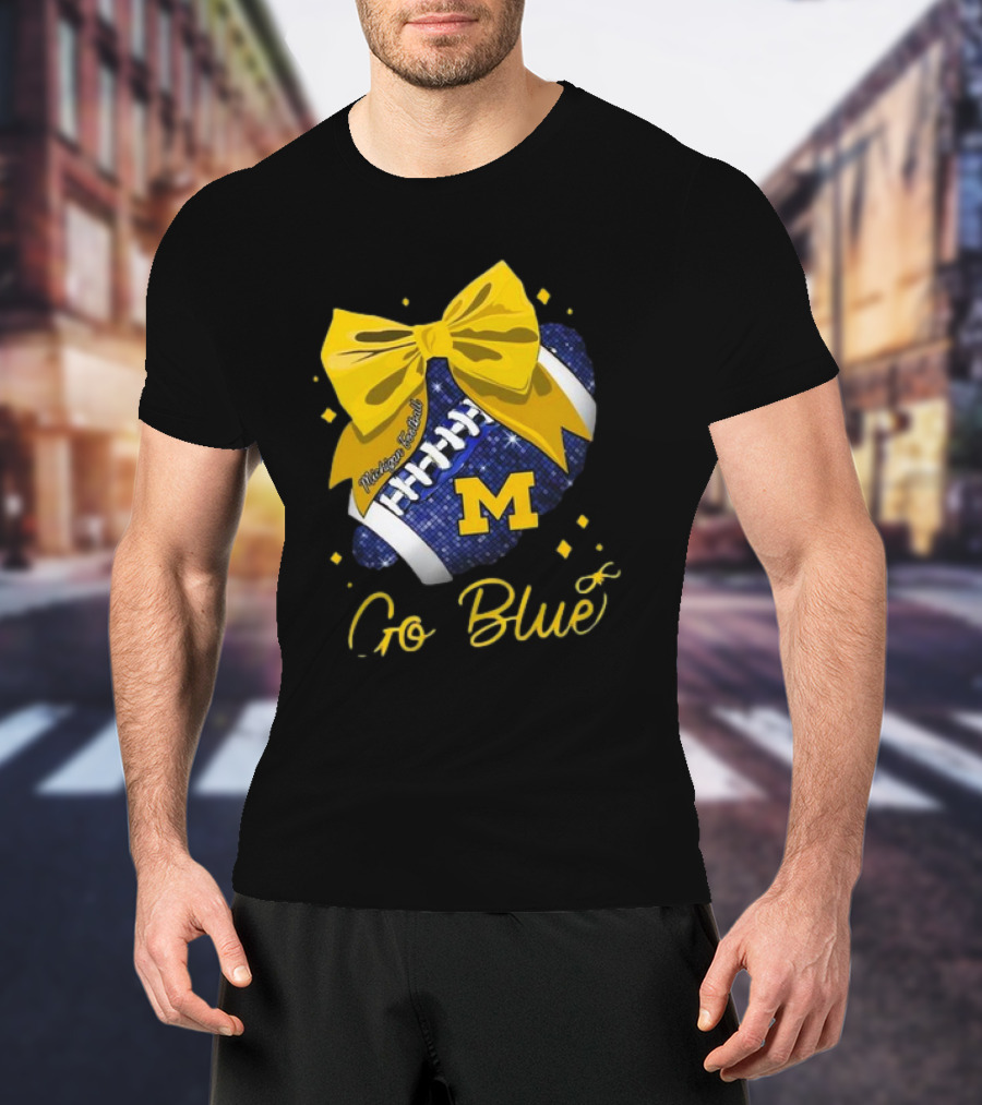 Michigan Wolverines Football Go Blue Bow Girl Michigan Proud T-Shirt
