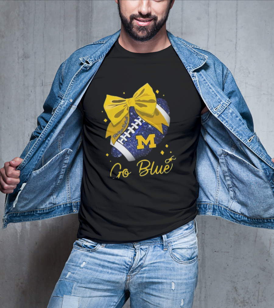 Michigan Wolverines Football Go Blue Bow Girl Michigan Proud T-Shirt