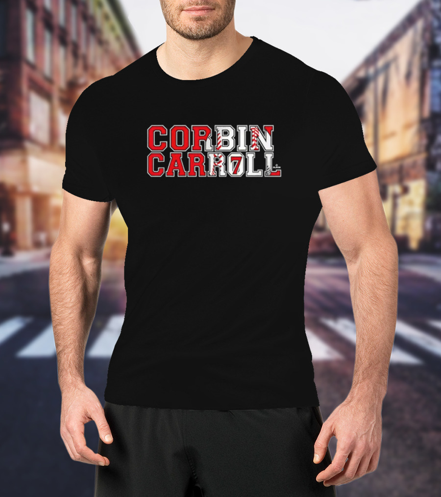 Corbin Carroll Arizona Baseball Player Name Block Letter T-Shirt