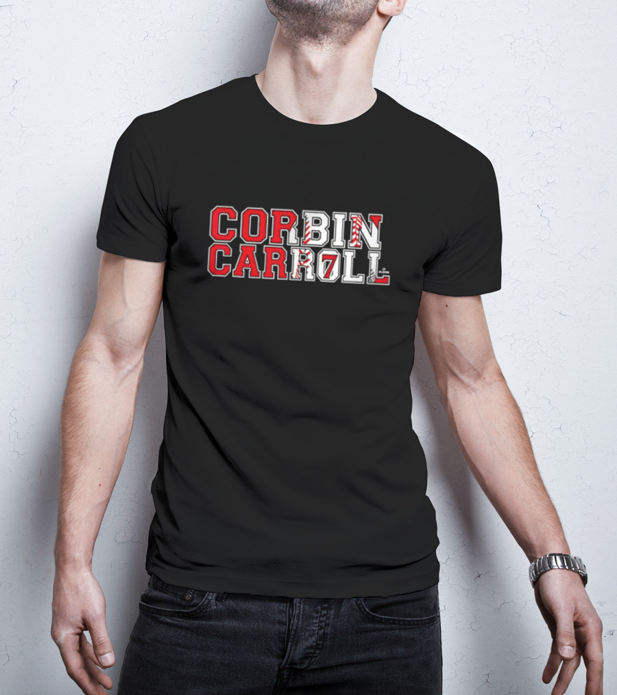 Corbin Carroll Arizona Baseball Player Name Block Letter T-Shirt