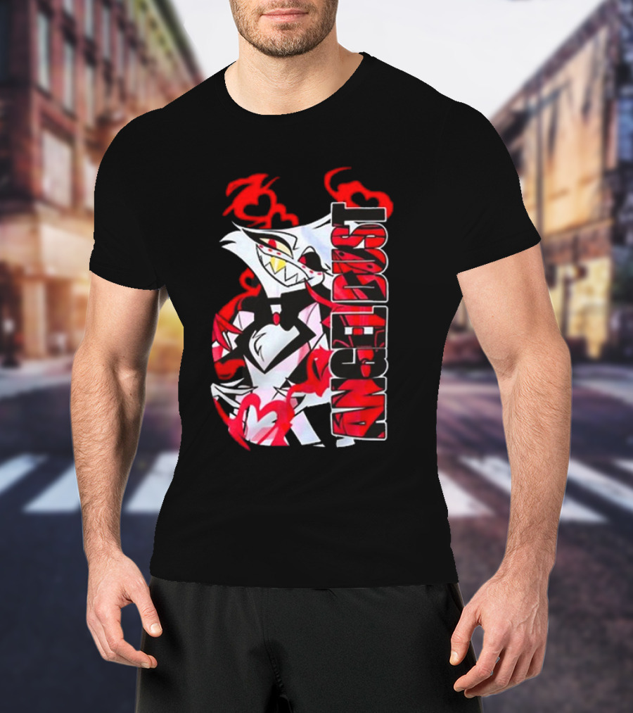 Hazbin Hotel Angel Dust Character With Red Flames T-Shirt