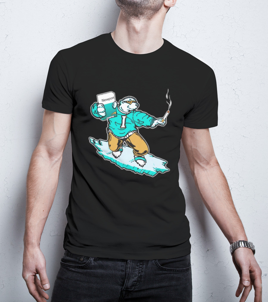 Newport Cigarettes Icee Bear Smoking Hockey T-Shirt
