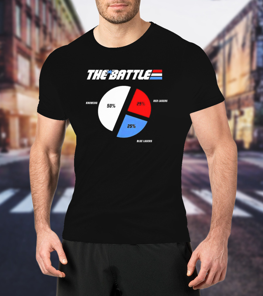 GI Joe Knowing Is Half The Battle Pie Chart Red Lasers Blue Lasers T-Shirt