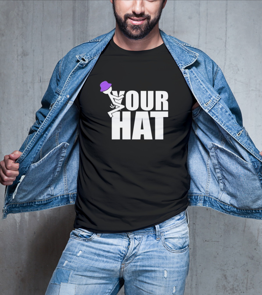 YOUR HAT Purple Bucket Stick Figure Cozy Vibe T-Shirt