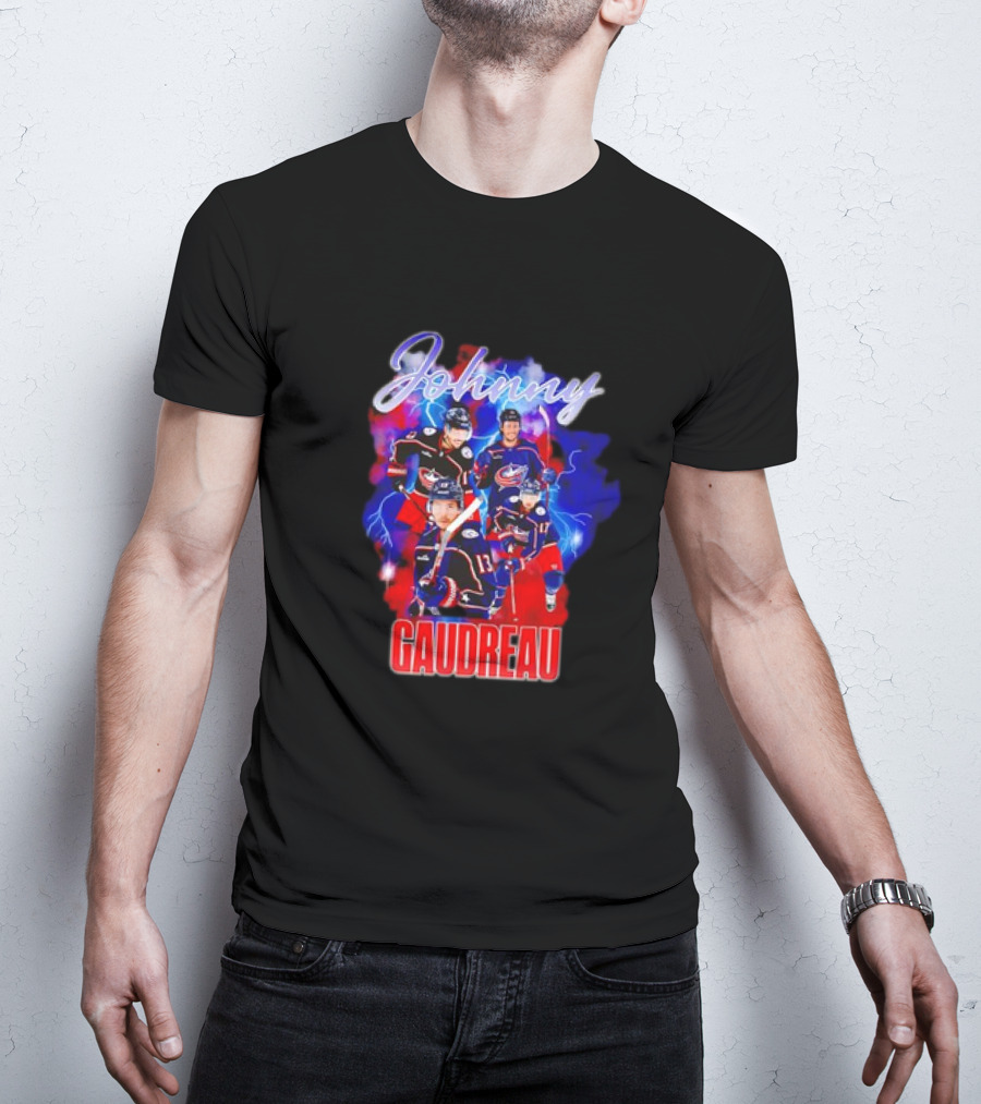 Johnny Gaudreau Columbus Blue Jackets Lightning Action T-Shirt