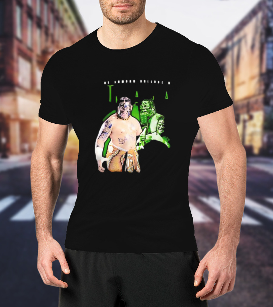 The Samoan Bulldozer Umaga Wrestler Graphic With Green Highlights T-Shirt