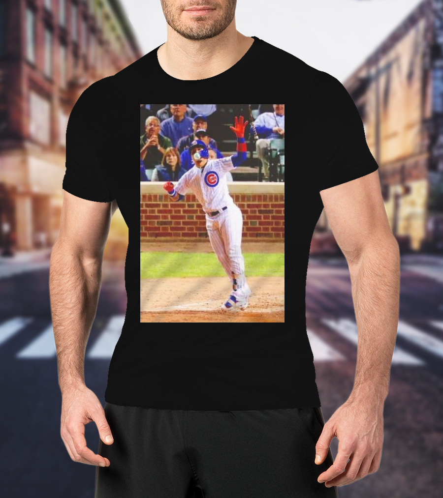 Javy Baez Chicago Cubs Blows A Bubble Hitting Second Home Run Baseball Action T-Shirt