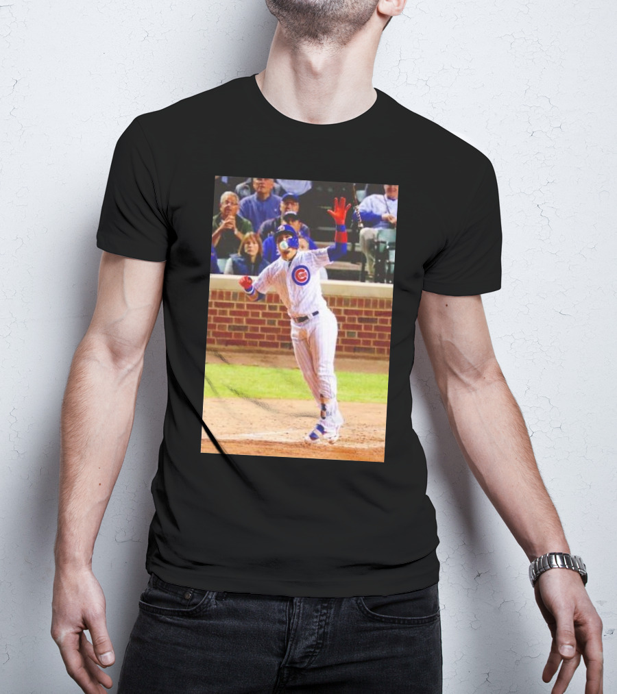 Javy Baez Chicago Cubs Blows A Bubble Hitting Second Home Run Baseball Action T-Shirt