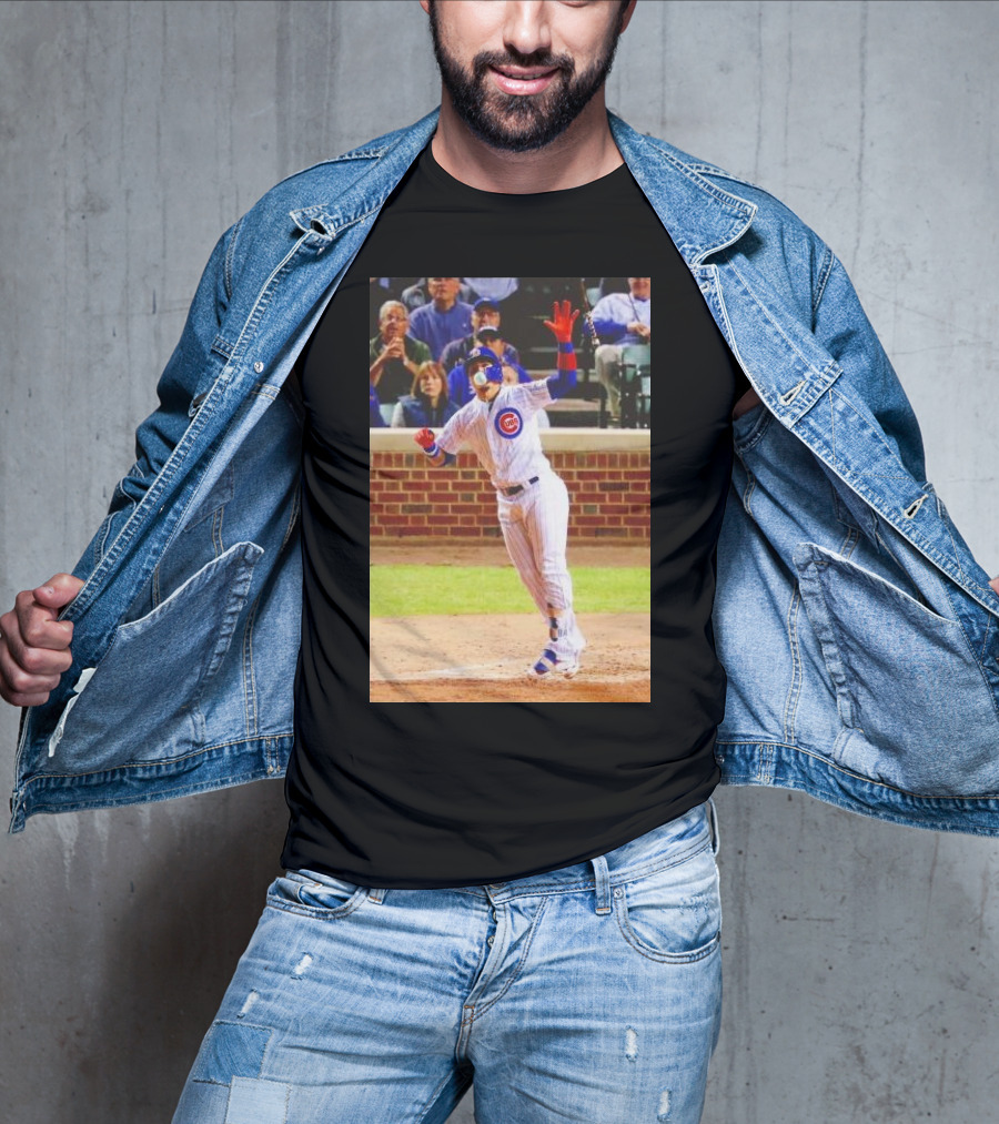 Javy Baez Chicago Cubs Blows A Bubble Hitting Second Home Run Baseball Action T-Shirt