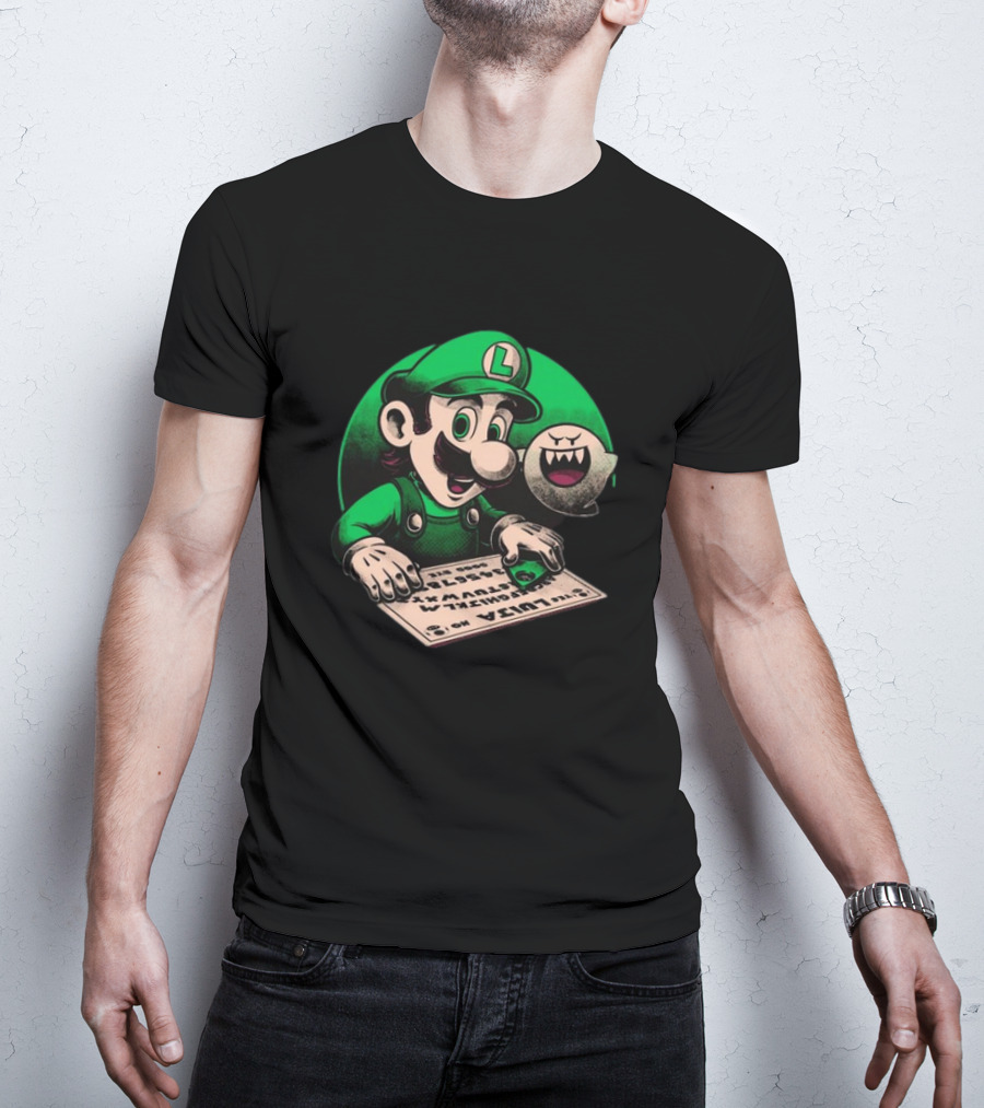 Luigi Green Ouija Board With Boo Ghost T-Shirt