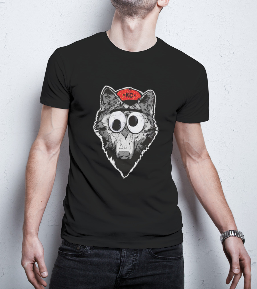 KC Wolf Pack Googly Eyes Icon With Red Cap T-Shirt