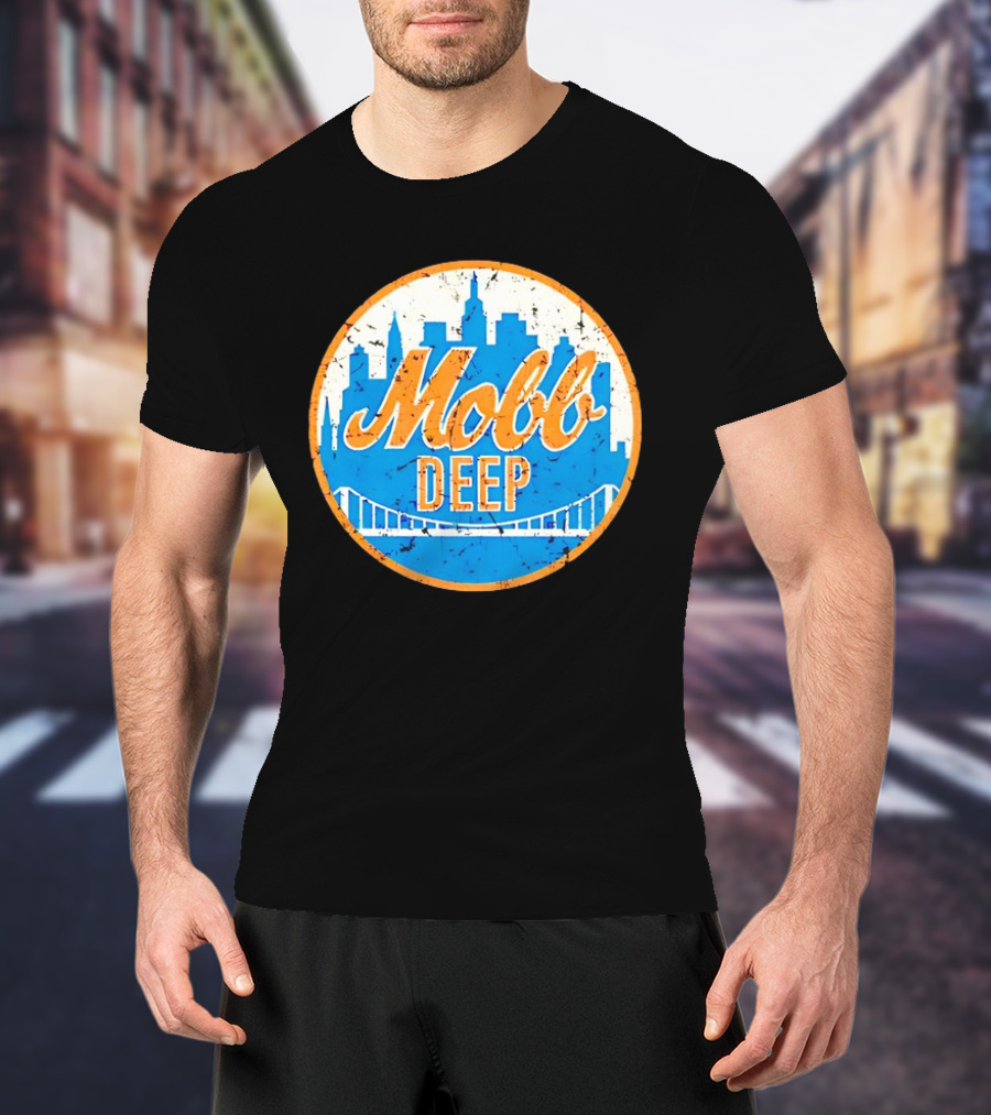 Mobb Deep Queens New York Knicks Vintage Skyline Bridge T-Shirt