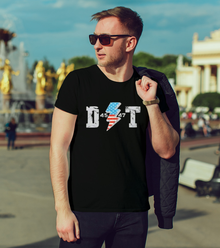 D 45 47 Lightning American Flag T-Shirt