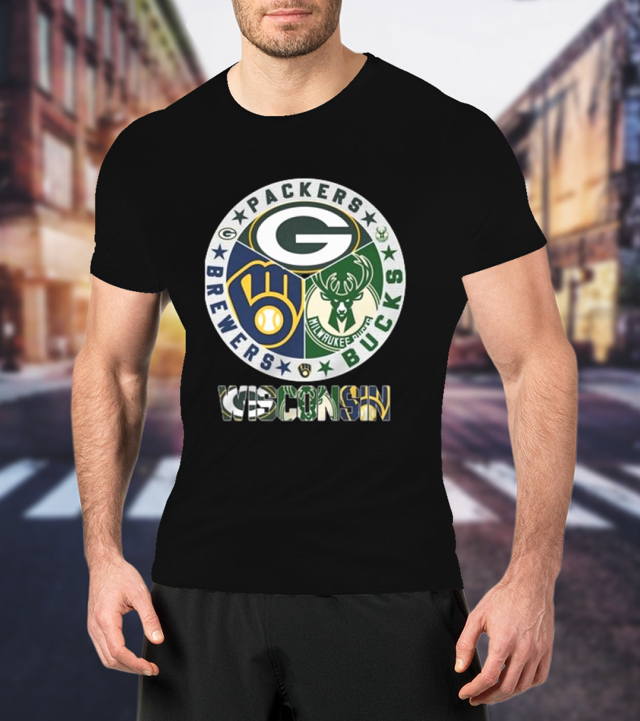 Green Bay Packers Milwaukee Brewers Milwaukee Bucks Wisconsin T-Shirt
